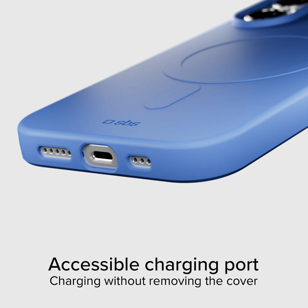 Magnetisches Laden mit MagSafe bei der blauen iPhone 17 Hülle