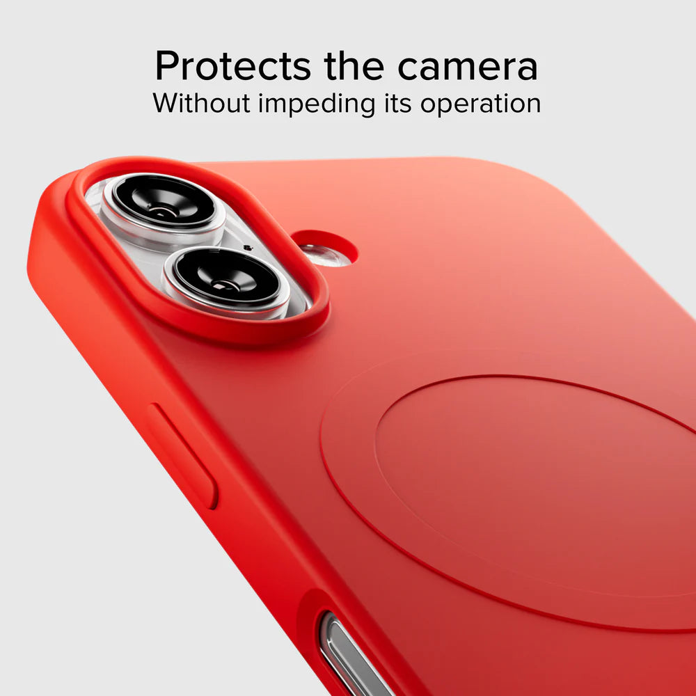 Soft-Touch Oberfläche der roten MagSafe Hülle für iPhone 17